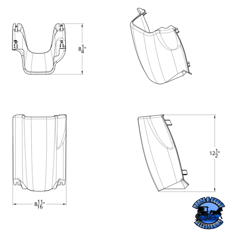MID STEERING COLUMN COVER FOR PETERBILT 389 (2008-2022), 388/386 (2006-2015), & 379/378 (2006-2007) #41231 Lower Steering Column Cover Light Gray