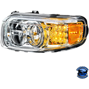 LED HEADLIGHT WITH LED TURN & POSITION LIGHT BAR FOR PETERBILT 388 (2008-2015) & 389 (2008-2023) (Choose Color) (Choose Side) HEADLIGHT Chrome / Driver's Side Gray