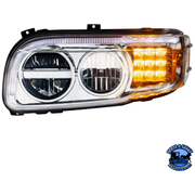 LED HEADLIGHT WITH LED TURN & POSITION LIGHT BAR FOR PETERBILT 388 (2008-2015) & 389 (2008-2023) (Choose Color) (Choose Side) HEADLIGHT Chrome / Driver's Side,Chrome / Passenger's Side,Black / Driver's Side,Black / Passenger's Side Black