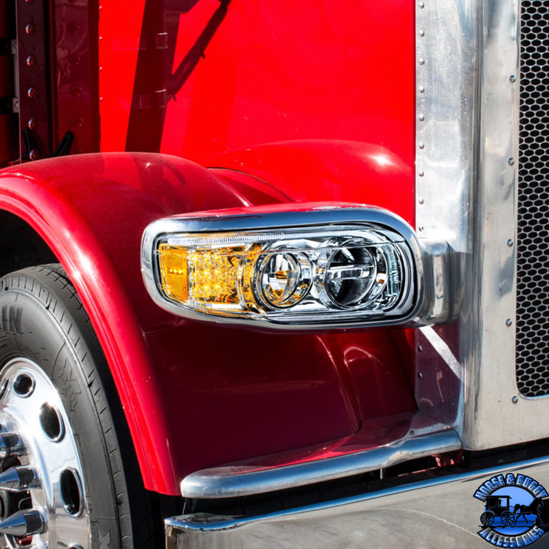 LED HEADLIGHT WITH LED TURN & POSITION LIGHT BAR FOR PETERBILT 388 (2008-2015) & 389 (2008-2023) (Choose Color) (Choose Side) HEADLIGHT Chrome / Driver's Side,Chrome / Passenger's Side,Black / Driver's Side,Black / Passenger's Side Firebrick