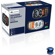 HIGH POWER 10 LED HEADLIGHT WITH 6 LED TURN & 100 LED HALO FOR 2008-2023 PETERBILT 389 (Choose Color) (Choose Side) HEADLIGHT Chrome / Driver's Side,Chrome / Passenger's Side,Black / Driver's Side,Black / Passenger's Side Midnight Blue