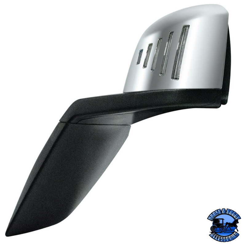 HOOD MIRROR ASSEMBLY W/LED LIGHTS ON MIRROR COVER & GLASS FOR 2018-2024 VOLVO VNL (Choose Side) Hood Mirror Driver's Side,Passenger's Side Light Gray