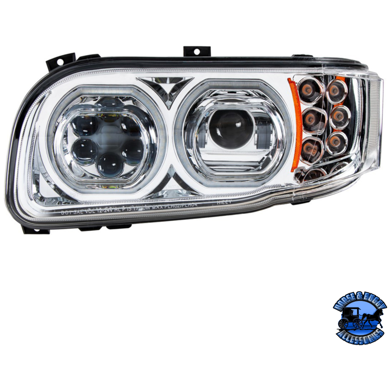 HIGH POWER 10 LED HEADLIGHT WITH 6 LED TURN & 100 LED HALO FOR 2008-2023 PETERBILT 389 (Choose Color) (Choose Side) HEADLIGHT Chrome / Driver's Side,Chrome / Passenger's Side,Black / Driver's Side,Black / Passenger's Side Gray