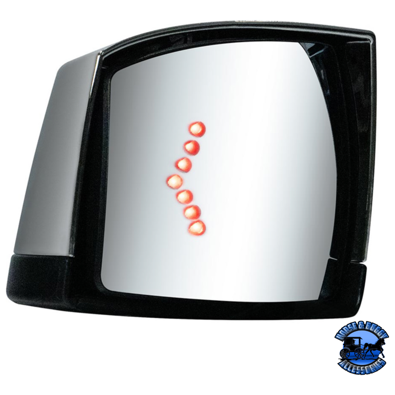 HOOD MIRROR ASSEMBLY W/LED LIGHTS ON MIRROR COVER & GLASS FOR 2018-2024 VOLVO VNL (Choose Side) Hood Mirror Driver's Side,Passenger's Side Light Gray