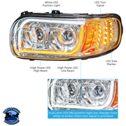 HIGH POWER LED HEADLIGHT WITH 16 LED TURN & 57 LED BAR FOR 2008-2023 PETERBILT 389 (Choose Color) (Choose Side) HEADLIGHT Chrome / Driver's Side,Chrome / Passenger's Side,Black / Driver's Side,Black / Passenger's Side Gray