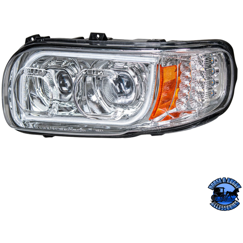 HIGH POWER LED HEADLIGHT WITH 16 LED TURN & 57 LED BAR FOR 2008-2023 PETERBILT 389 (Choose Color) (Choose Side) HEADLIGHT Chrome / Driver's Side,Chrome / Passenger's Side,Black / Driver's Side,Black / Passenger's Side Light Slate Gray