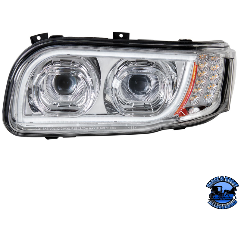 HIGH POWER LED HEADLIGHT WITH 16 LED TURN & 57 LED BAR FOR 2008-2023 PETERBILT 389 (Choose Color) (Choose Side) HEADLIGHT Chrome / Driver's Side,Chrome / Passenger's Side,Black / Driver's Side,Black / Passenger's Side Gray