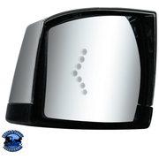 HOOD MIRROR ASSEMBLY W/LED LIGHTS ON MIRROR COVER & GLASS FOR 2018-2024 VOLVO VNL (Choose Side) Hood Mirror Driver's Side,Passenger's Side Black