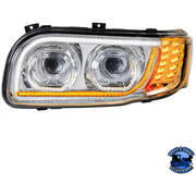 HIGH POWER LED HEADLIGHT WITH 16 LED TURN & 57 LED BAR FOR 2008-2023 PETERBILT 389 (Choose Color) (Choose Side) HEADLIGHT Chrome / Driver's Side,Chrome / Passenger's Side,Black / Driver's Side,Black / Passenger's Side Gray