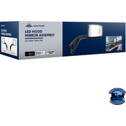 HOOD MIRROR ASSEMBLY W/LED LIGHTS ON MIRROR COVER & GLASS FOR 2018-2024 VOLVO VNL (Choose Side) Hood Mirror Driver's Side,Passenger's Side Light Gray