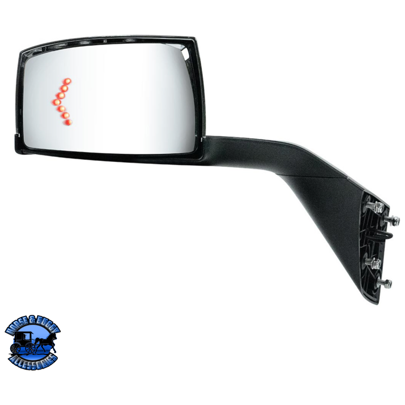 HOOD MIRROR ASSEMBLY W/LED LIGHTS ON MIRROR COVER & GLASS FOR 2018-2024 VOLVO VNL (Choose Side) Hood Mirror Driver's Side,Passenger's Side Dark Slate Gray