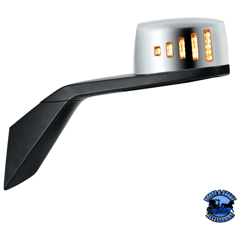 HOOD MIRROR ASSEMBLY W/LED LIGHTS ON MIRROR COVER & GLASS FOR 2018-2024 VOLVO VNL (Choose Side) Hood Mirror Driver's Side Light Gray