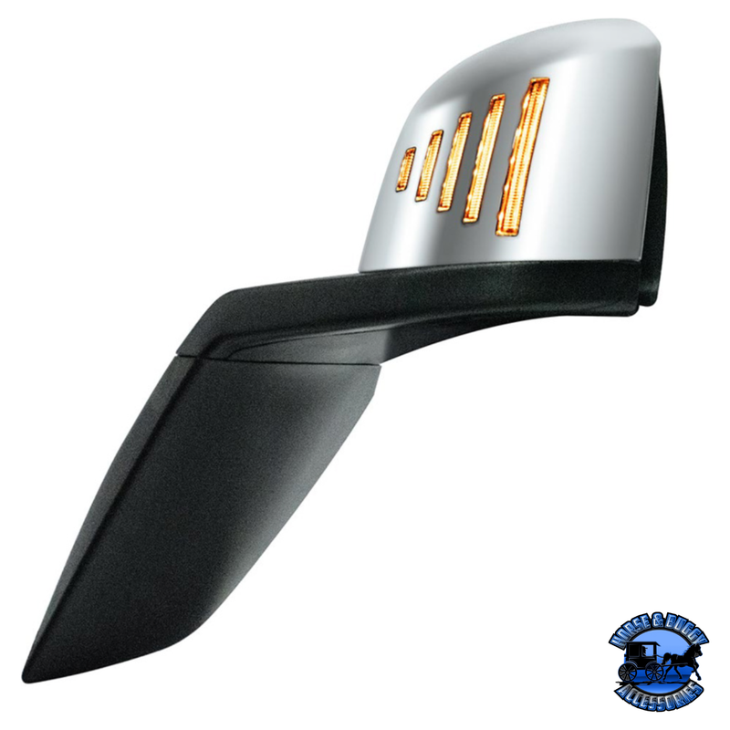 HOOD MIRROR ASSEMBLY W/LED LIGHTS ON MIRROR COVER & GLASS FOR 2018-2024 VOLVO VNL (Choose Side) Hood Mirror Driver's Side,Passenger's Side Light Gray