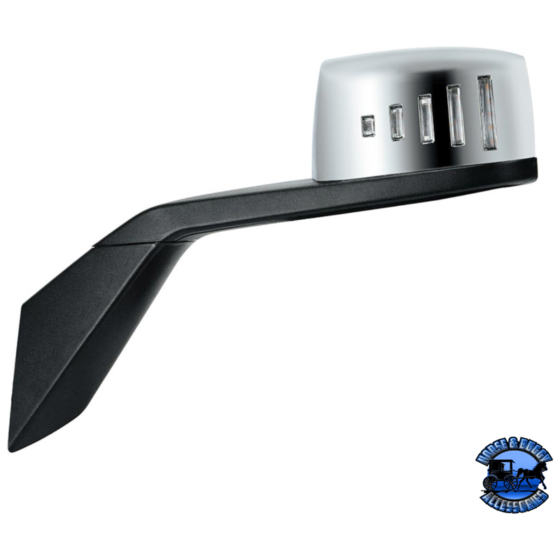 HOOD MIRROR ASSEMBLY W/LED LIGHTS ON MIRROR COVER & GLASS FOR 2018-2024 VOLVO VNL (Choose Side) Hood Mirror Driver's Side,Passenger's Side Light Gray