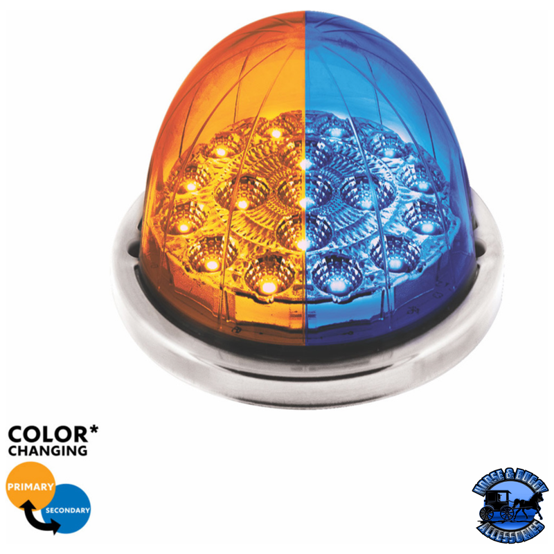 17 LED WATERMELON DUAL FUNCTION DOUBLE FURY LIGHT FLUSH MOUNT KIT WITH LOW PROFILE SS BEZEL (Choose Color) WATERMELON Amber / Blue Dark Slate Blue