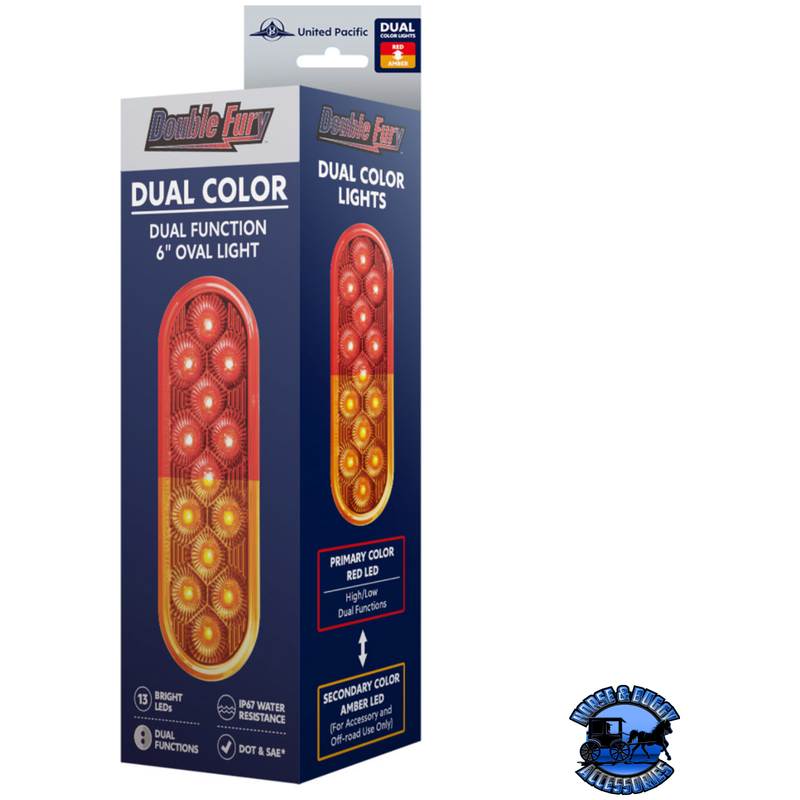 13 LED 6" OVAL DOUBLE FURY LIGHT (Choose Color) light Red / Amber,Red / Blue,Red / Green,Red / Purple,Red / White,Amber / Blue,Amber / Green,Amber / Purple,Amber / White Rosy Brown
