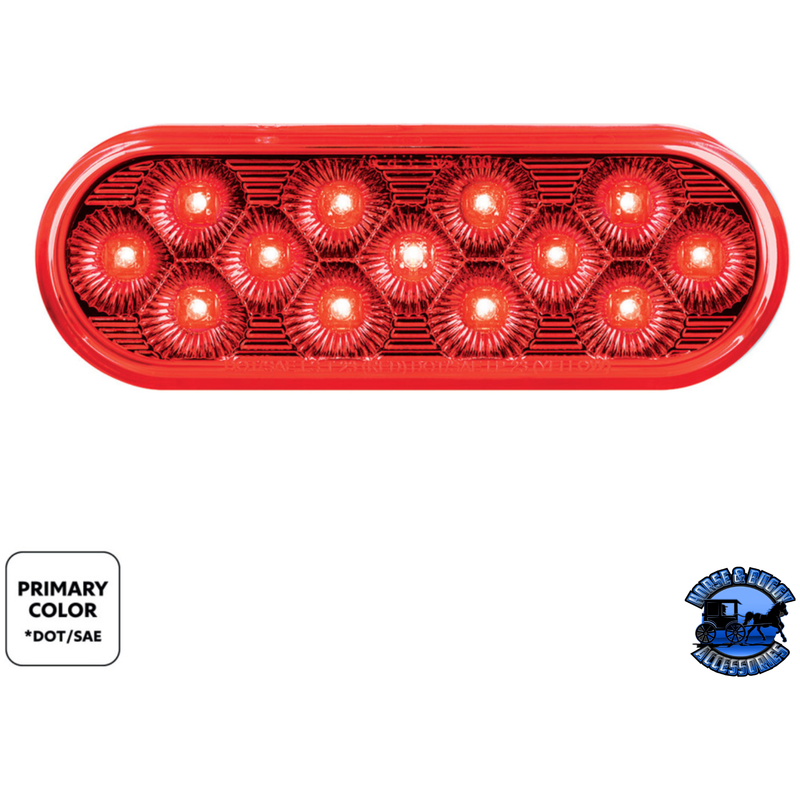 13 LED 6" OVAL DOUBLE FURY LIGHT (Choose Color) light Red / Amber,Red / Blue,Red / Green,Red / Purple,Red / White,Amber / Blue,Amber / Green,Amber / Purple,Amber / White Firebrick