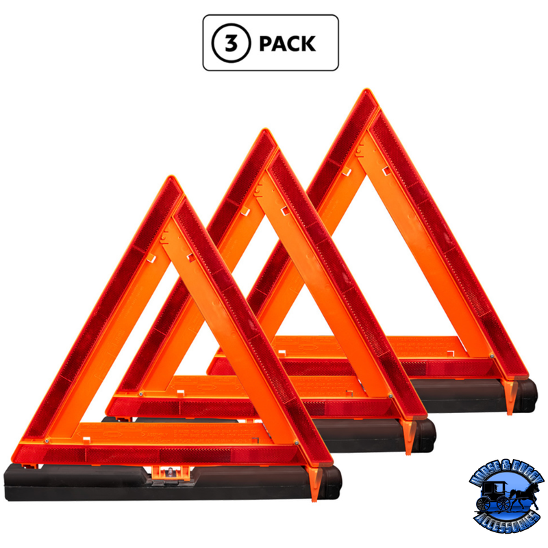 EMERGENCY WARNING TRIANGLE KIT (3-PACK) #99251 REFLECTOR Firebrick