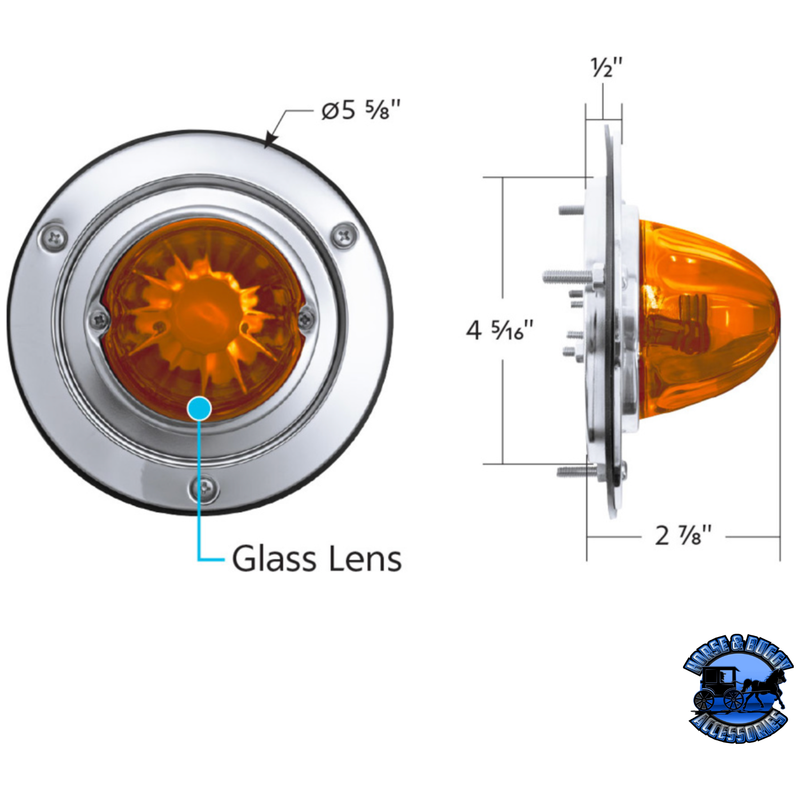 DUAL FUNCTION GLASS WATERMELON SLEEPER BUNK KIT WITH 304 STAINLESS STEEL BEZEL & LED BULB (Choose LED Color) (Choose Lens) WATERMELON Amber / Amber,Amber / Dark Amber,Amber / Clear,Red / Clear,Red / Red,White / Clear Light Gray