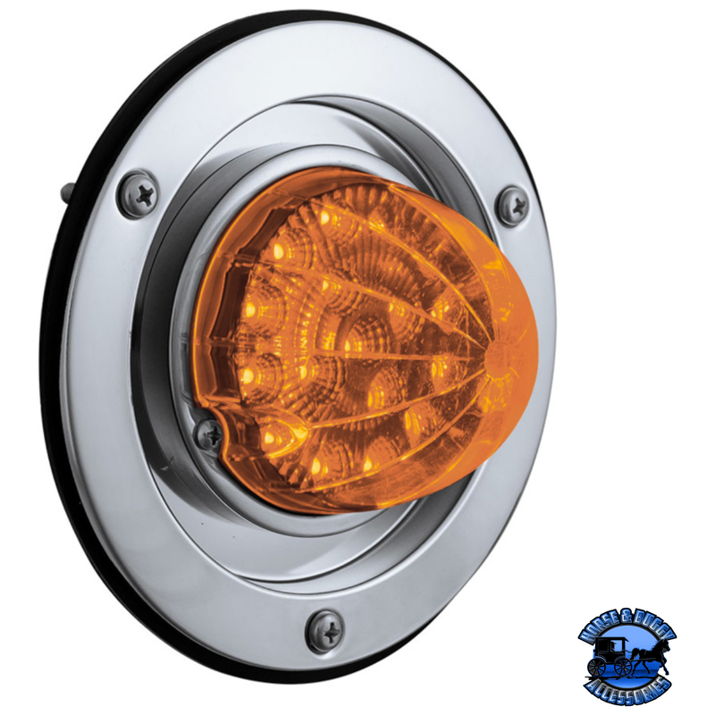 17 LED DUAL FUNCTION WATERMELON REFLECTOR LIGHT SLEEPER BUNK KIT WITH 304 SS BEZEL (Choose LED Color) (Choose Lens) WATERMELON Amber / Amber Gray