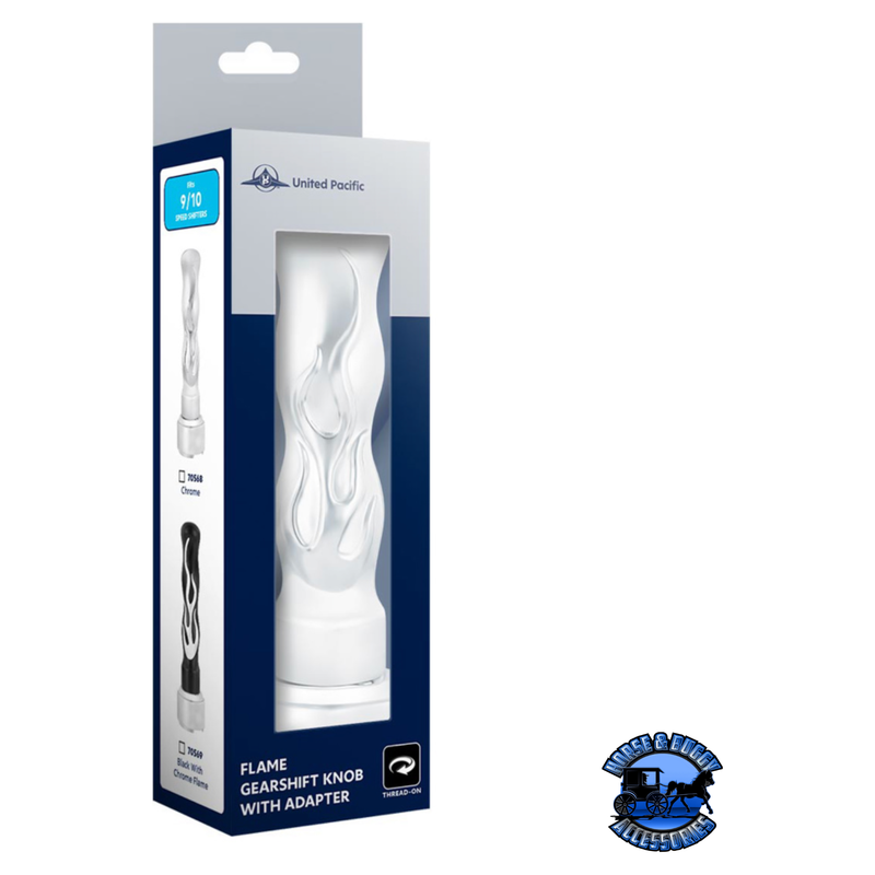 THREAD-ON FLAME GEARSHIFT KNOB WITH ADAPTER FOR EATON FULLER 9/10 SPEED (Choose Color) SHIFTER Chrome,Matte Black Midnight Blue