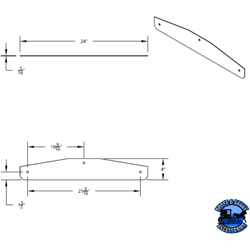 24" X 4" STAINLESS STEEL BOTTOM MUD FLAP PLATES - BOLT THRU (CARD OF 2) #21409P MUD FLAP HANGERS Lavender