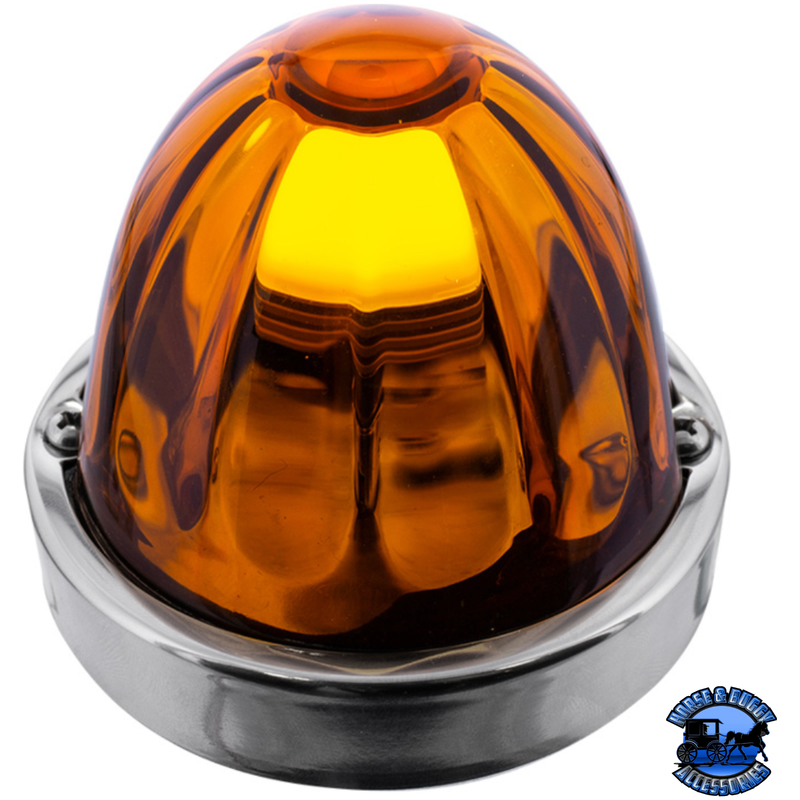 DUAL FUNCTION GLASS WATERMELON FLUSH MOUNT KIT WITH LED BULB (Chose LED Color) (Choose Lens Color) WATERMELON Amber / Amber Saddle Brown