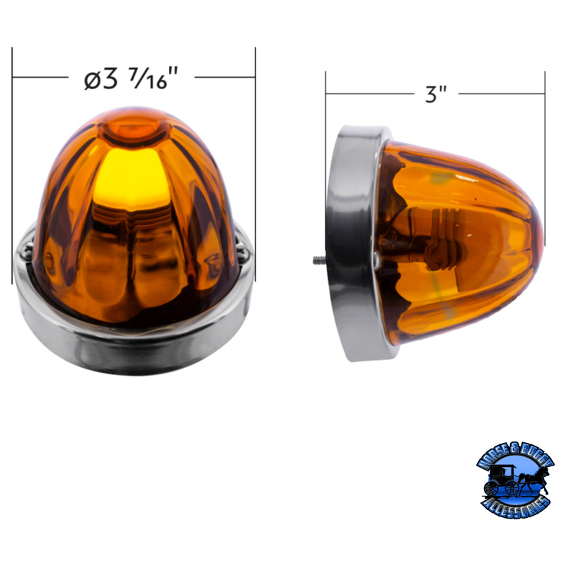 DUAL FUNCTION GLASS WATERMELON FLUSH MOUNT KIT WITH LED BULB (Chose LED Color) (Choose Lens Color) WATERMELON Amber / Amber,Amber / Clear,Amber / Dark Amber,Red / Clear,Red / Red Saddle Brown