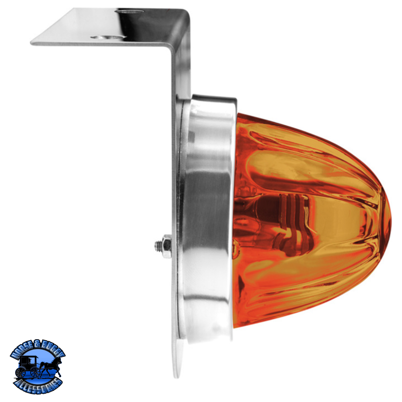 DUAL FUNCTION GLASS WATERMELON LIGHT WITH STAINLESS STEEL LIGHT BRACKET KIT WITH LED BULB (Choose Lens Color) WATERMELON Amber,Dark Amber,Clear,Red Chocolate