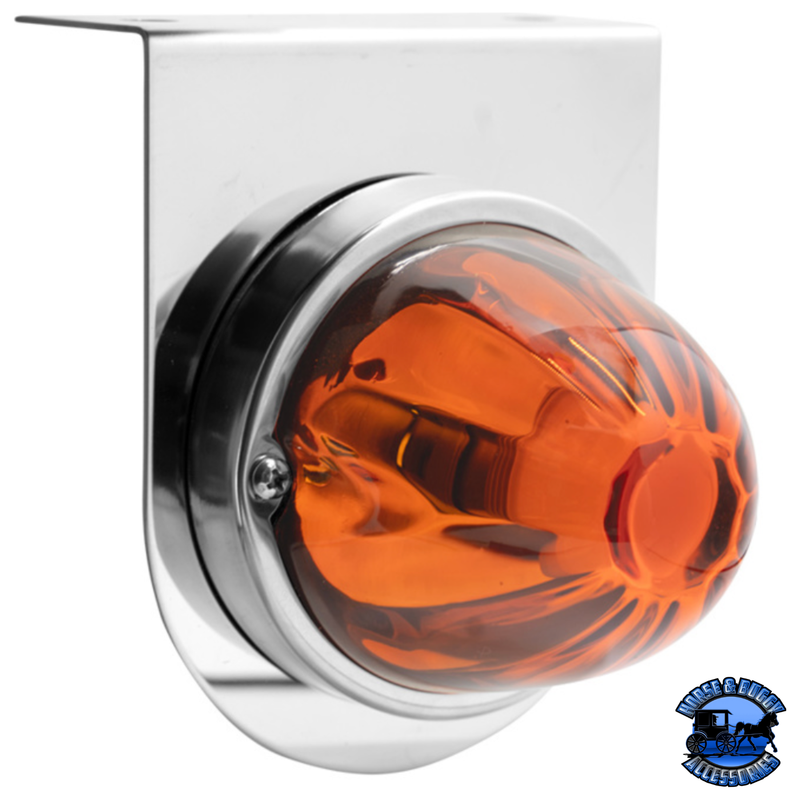 DUAL FUNCTION GLASS WATERMELON LIGHT WITH STAINLESS STEEL LIGHT BRACKET KIT WITH LED BULB (Choose Lens Color) WATERMELON Amber,Dark Amber,Clear,Red Dark Slate Gray