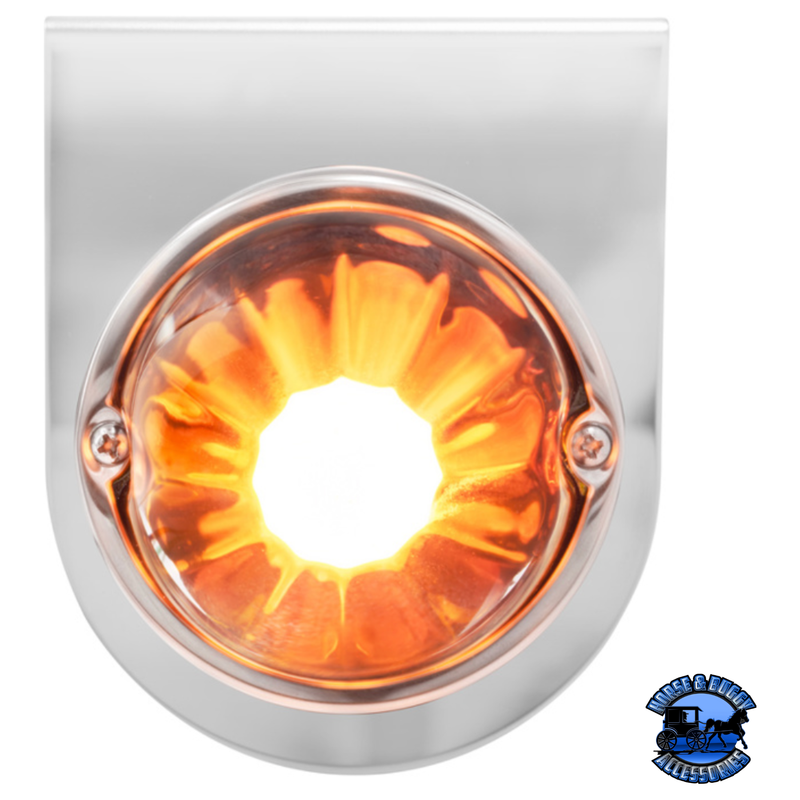 DUAL FUNCTION GLASS WATERMELON LIGHT WITH STAINLESS STEEL LIGHT BRACKET KIT WITH LED BULB (Choose Lens Color) WATERMELON Amber,Dark Amber,Clear,Red Light Gray