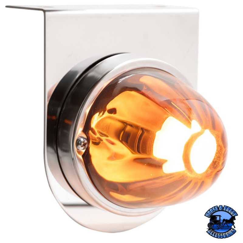 DUAL FUNCTION GLASS WATERMELON LIGHT WITH STAINLESS STEEL LIGHT BRACKET KIT WITH LED BULB (Choose Lens Color) WATERMELON Amber Antique White