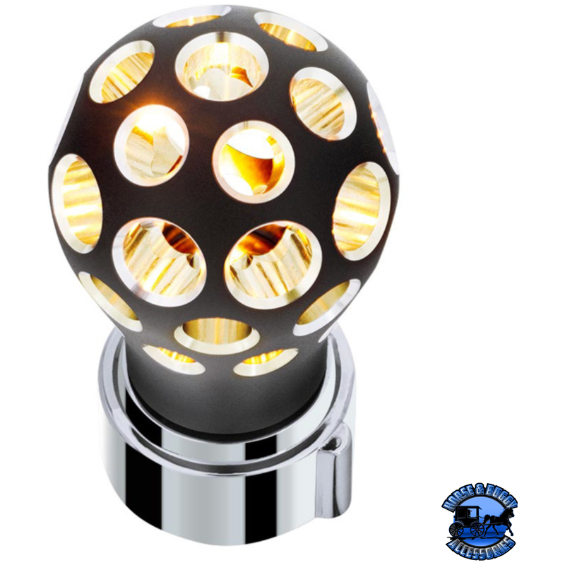 THREAD-ON PHOENIX STYLE BALL GEARSHIFT KNOB WITH LED 13/15/18 SPEED ADAPTER (Choose Finish) (Choose LED Color) Knob Matte Black / Amber,Matte Black / Blue,Matte Black / Red,Matte Black / White,Matte Black / Green,Matte Black / Purple,Clear Anodized / Amber,Clear Anodized / Blue,Clear Anodized / Red,Clear Anodized / White,Clear Anodized / Green,Clear Anodized / Purple Dark Slate Gray