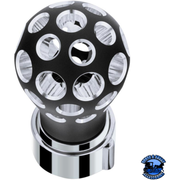 THREAD-ON PHOENIX STYLE BALL GEARSHIFT KNOB WITH LED 13/15/18 SPEED ADAPTER (Choose Finish) (Choose LED Color) Knob Matte Black / Amber,Matte Black / Blue,Matte Black / Red,Matte Black / White,Matte Black / Green,Matte Black / Purple,Clear Anodized / Amber,Clear Anodized / Blue,Clear Anodized / Red,Clear Anodized / White,Clear Anodized / Green,Clear Anodized / Purple Light Gray