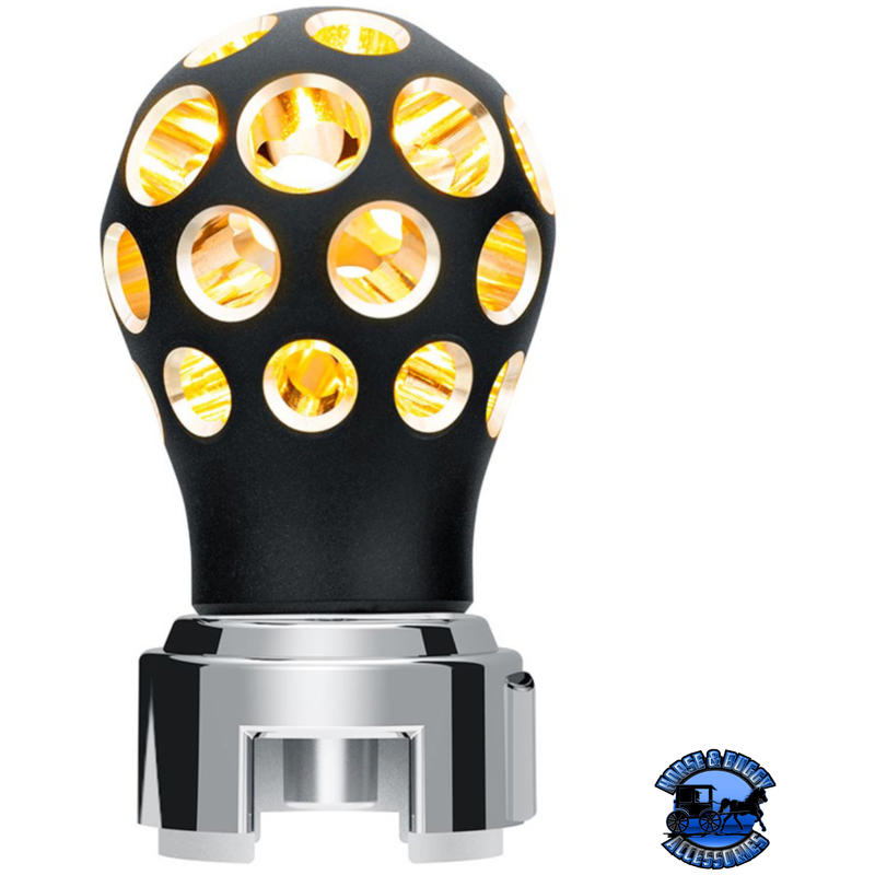 THREAD-ON PHOENIX STYLE BALL GEARSHIFT KNOB WITH LED 13/15/18 SPEED ADAPTER (Choose Finish) (Choose LED Color) Knob Matte Black / Amber Pale Goldenrod