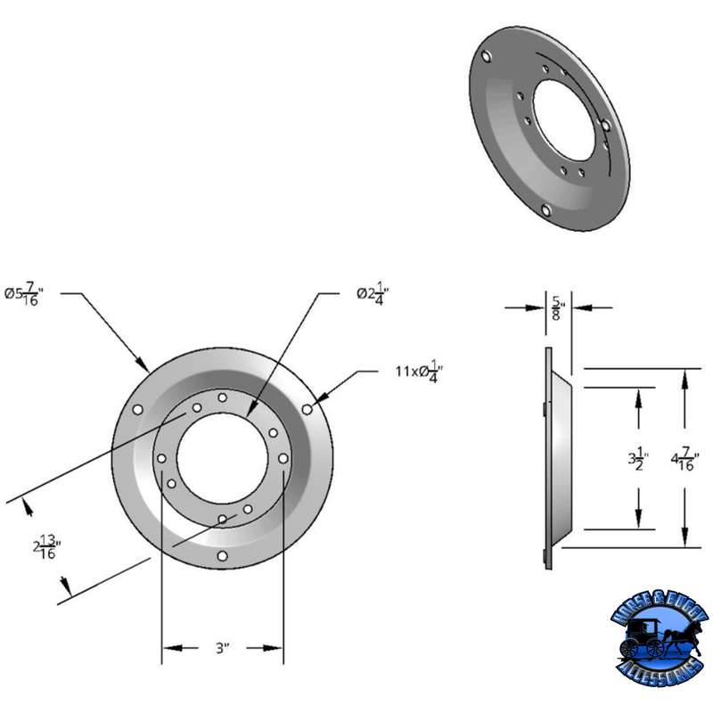 CHROME PLASTIC WATERMELON LIGHT SLEEPER BUNK LED ADAPTER-CONCAVE STYLEv #10514 WATERMELON Gray