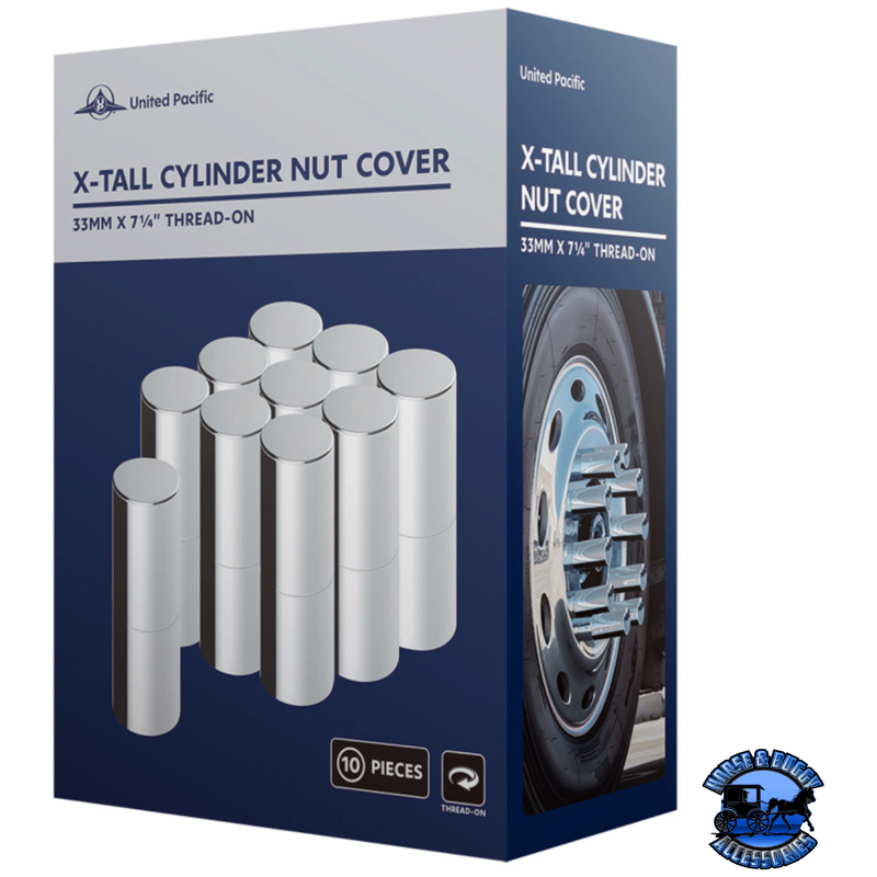 33MM X 7-1/4" CHROME PLASTIC TALL CYLINDER NUT COVER - THREAD-ON (10 PCS) #10371 NUT COVER Gray