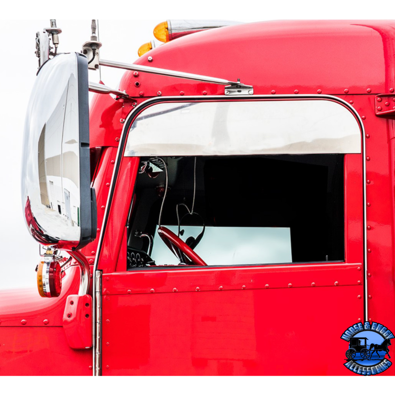 STAINLESS 7" CHOPPED WINDOW TRIM FOR 2005+ PETERBILT 379/386/389 #29096 Window Trim Black