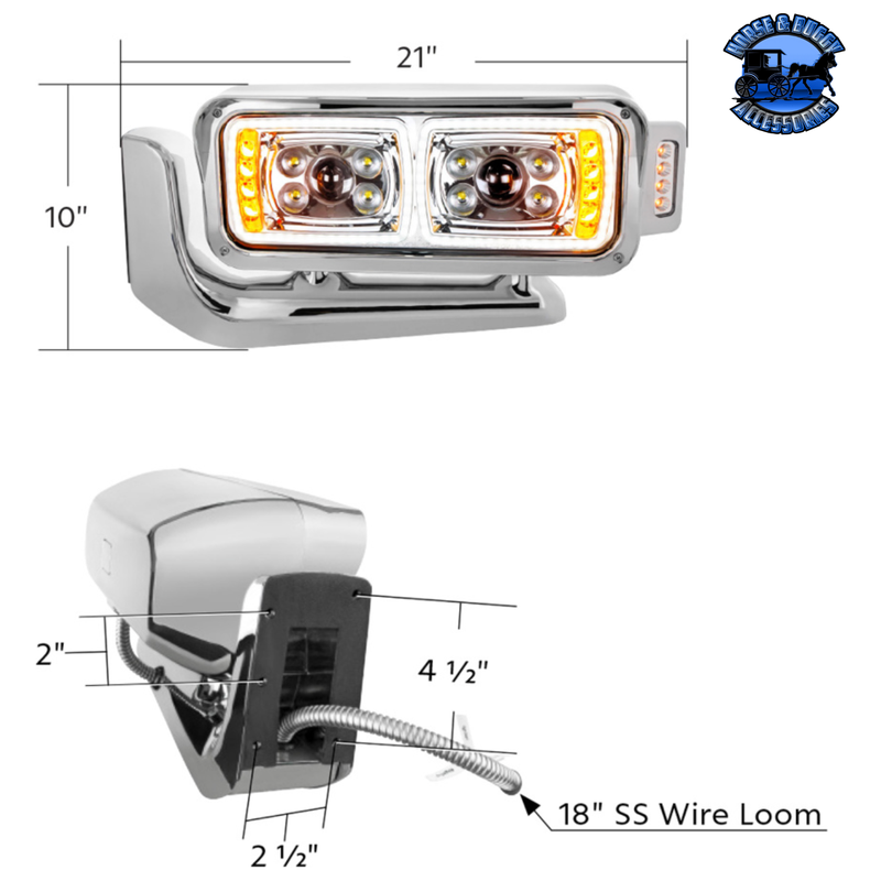 10 HIGH POWER LED PROJECTION HEADLIGHT ASSEMBLY WITH MOUNTING ARM & TURN SIGNAL SIDE POD (Choose Color) (Choose Side) LED Headlight Chrome / Driver's Side,Chrome / Passenger's Side,Black / Driver's Side,Black / Passenger's Side Gray