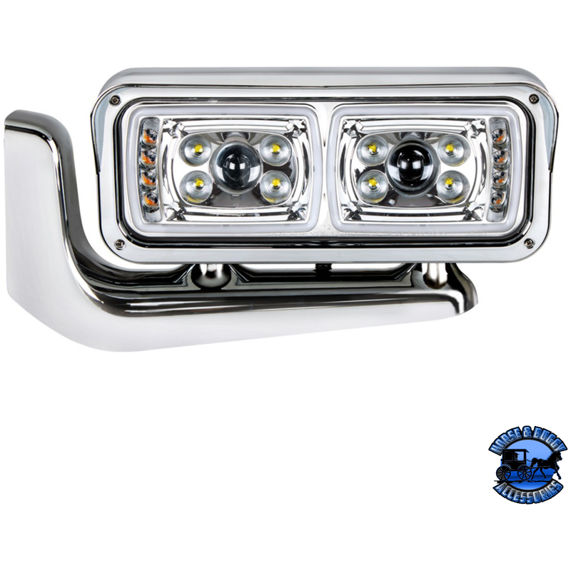 10 HIGH POWER LED PROJECTION HEADLIGHT ASSEMBLY WITH MOUNTING ARM (Choose Color) (Choose Side) LED Headlight Chrome / Driver's Side,Chrome / Passenger's Side,Black / Driver's Side,Black / Passenger's Side Light Gray