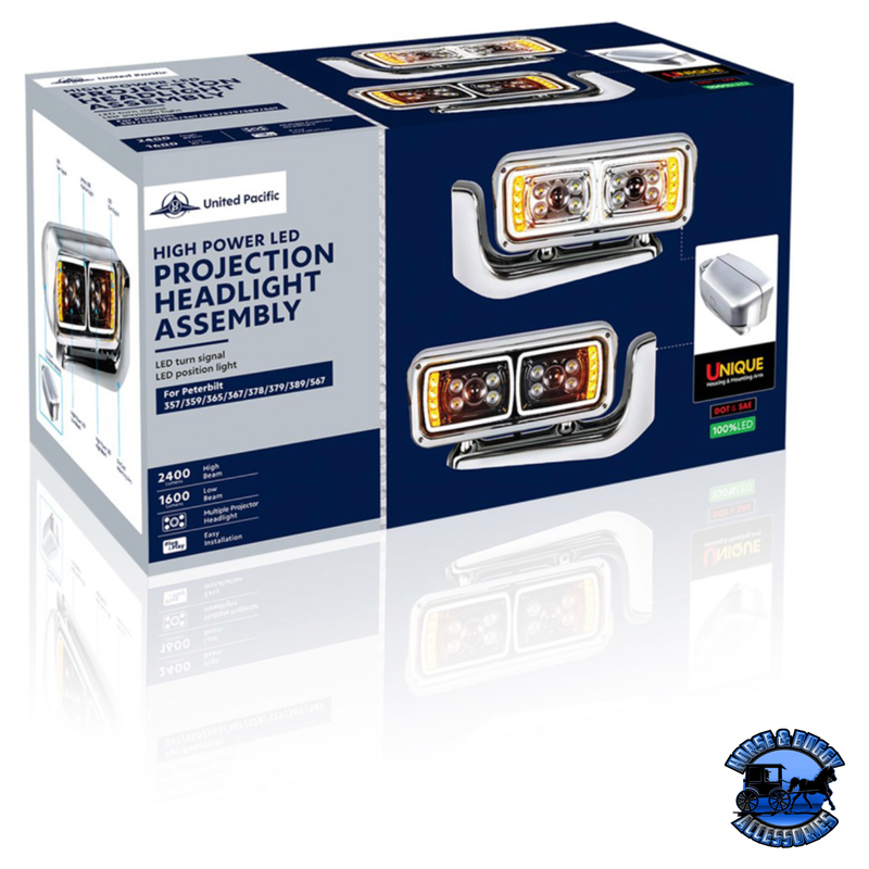 10 HIGH POWER LED PROJECTION HEADLIGHT ASSEMBLY WITH MOUNTING ARM (Choose Color) (Choose Side) LED Headlight Chrome / Driver's Side,Chrome / Passenger's Side,Black / Driver's Side,Black / Passenger's Side Midnight Blue