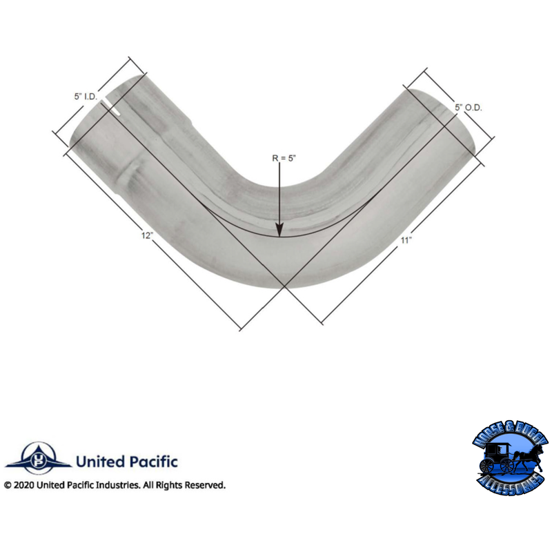 ALUMINIZED 90 DEGREE EXHAUST ELBOW FOR PETERBILT 379 #PB379-13433 EXHAUST Gray