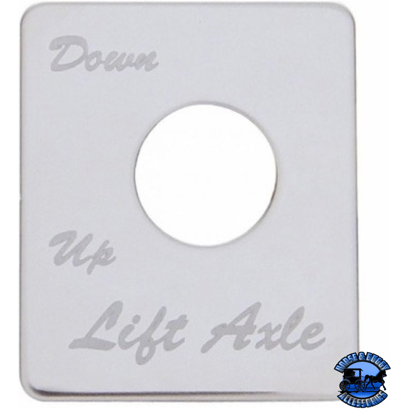 STAINLESS STEEL SWITCH NAME PLATE FOR PETERBILT - LIFT AXLE (DOWN/UP) #48445 Switch Name Plate Light Gray