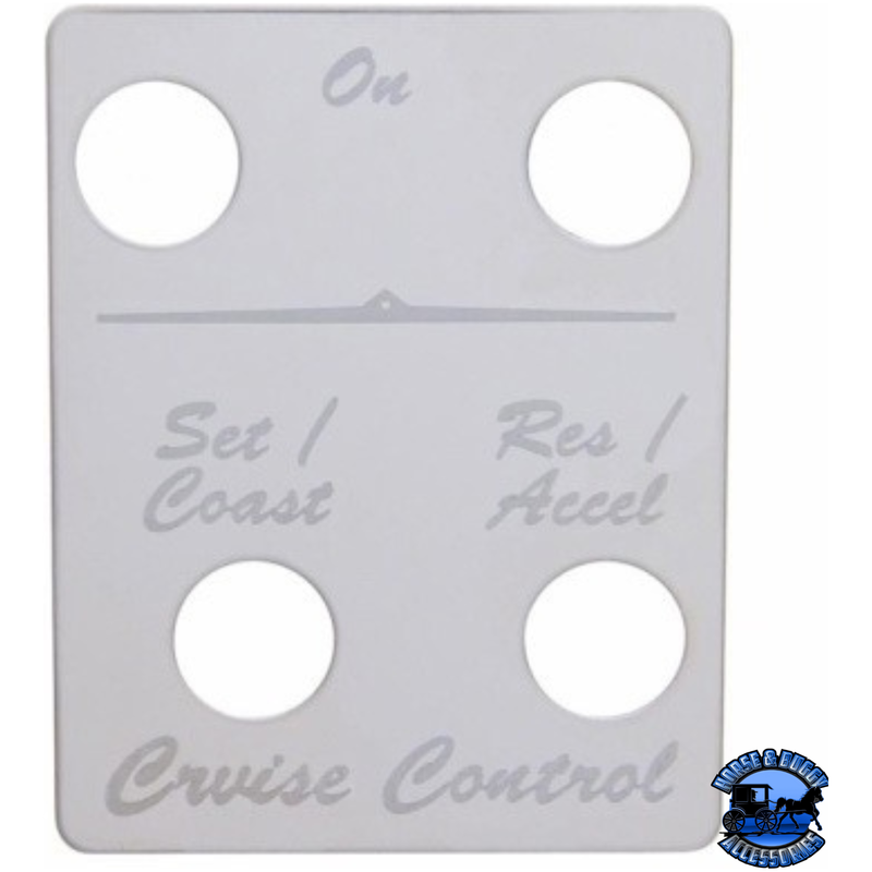STAINLESS STEEL SWITCH NAME PLATE FOR PETERBILT - CRUISE CONTROL (4 SWITCHES) #48419 Switch Name Plate Light Gray