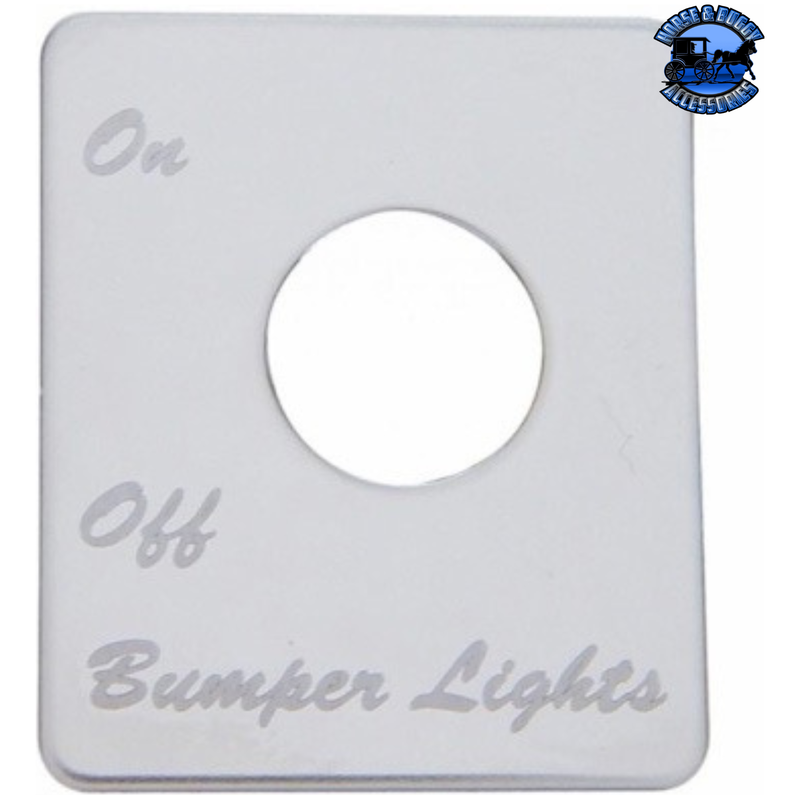 STAINLESS STEEL SWITCH NAME PLATE FOR PETERBILT - BUMPER LIGHT #48411 Switch Name Plate Light Gray