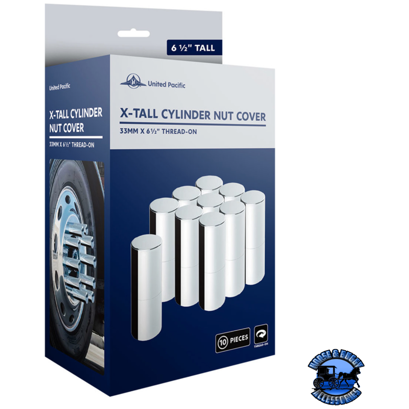 33MM X 6-1/2" CHROME PLASTIC TALL CYLINDER NUT COVER - THREAD-ON (10 PCS) #10370 NUT COVER Light Gray