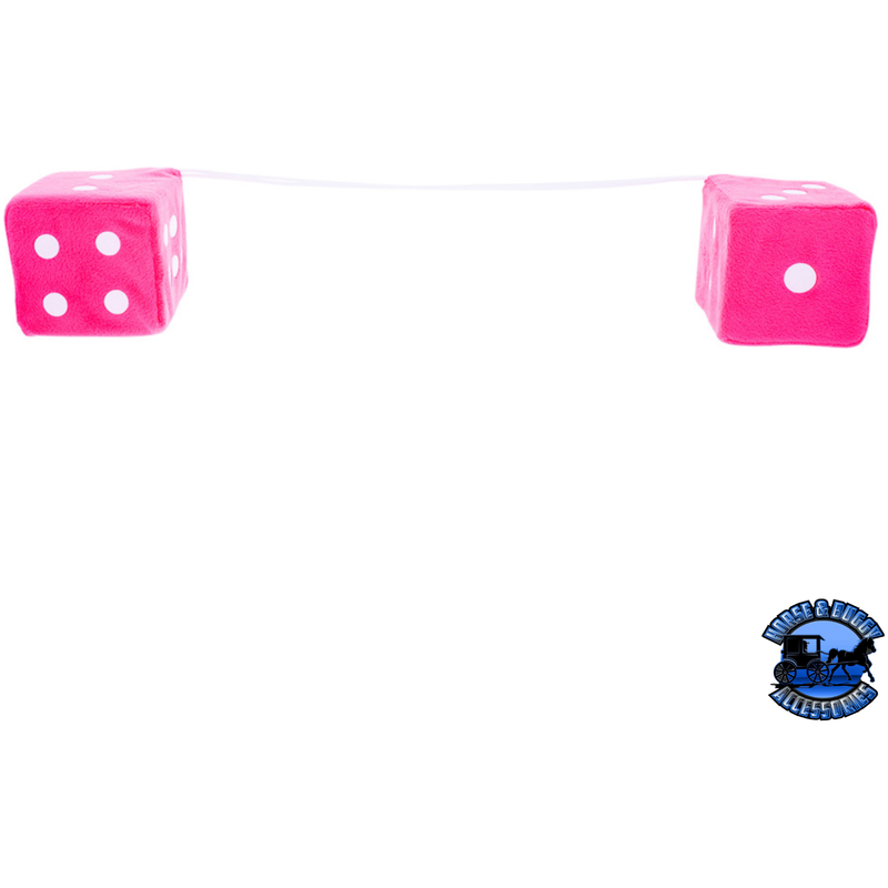 3" X 3" CLASSIC FUZZY DICE (Choose Color) interior Pink,Blue,Black,Red,White Deep Pink