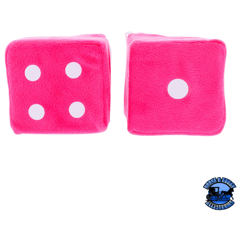 3" X 3" CLASSIC FUZZY DICE (Choose Color) interior Pink,Blue,Black,Red,White Deep Pink