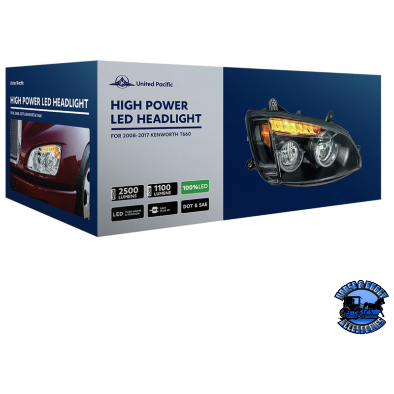 FULL LED HEADLIGHT FOR 2008-2017 KENWORTH T660 (Choose Color) (Choose Side) LED Headlight Chrome / Driver's Side,Chrome / Passenger's side,Black / Driver's Side,Black / Passenger's side Gray
