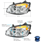 FULL LED HEADLIGHT FOR 2008-2017 KENWORTH T660 (Choose Color) (Choose Side) LED Headlight Chrome / Driver's Side,Chrome / Passenger's side,Black / Driver's Side,Black / Passenger's side Light Gray